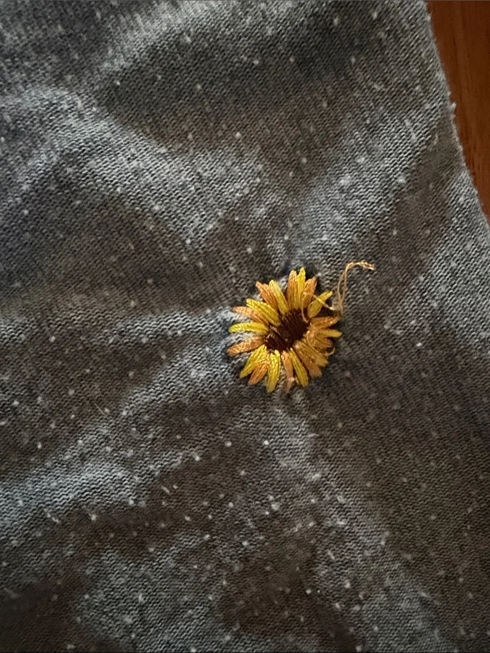 Chaser Gray Jogger Sweatpants with Yellow Sunflower Embroidery